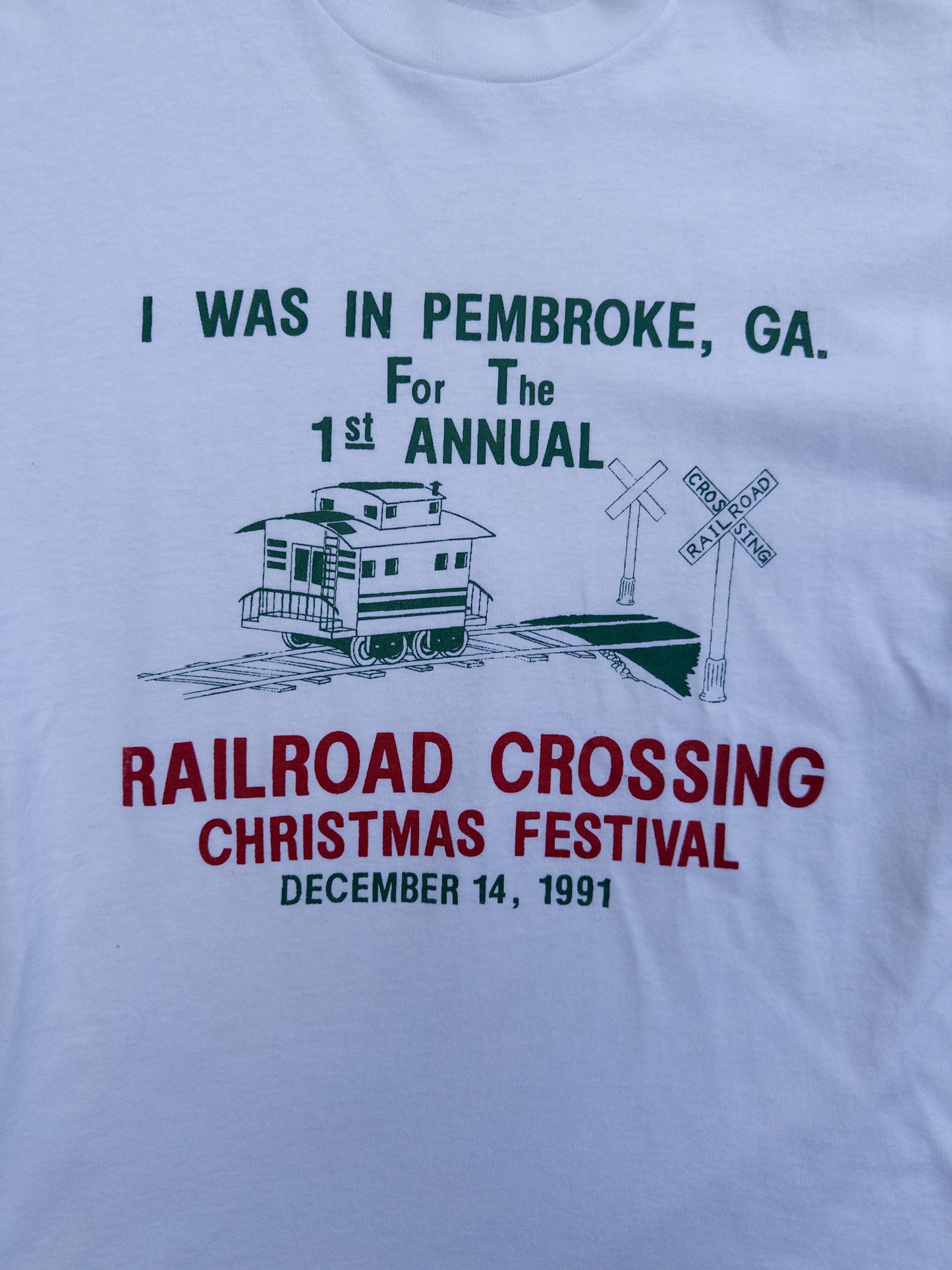 Vintage 1991 Railroad Crossing Pembroke, Georgia T-Shirt