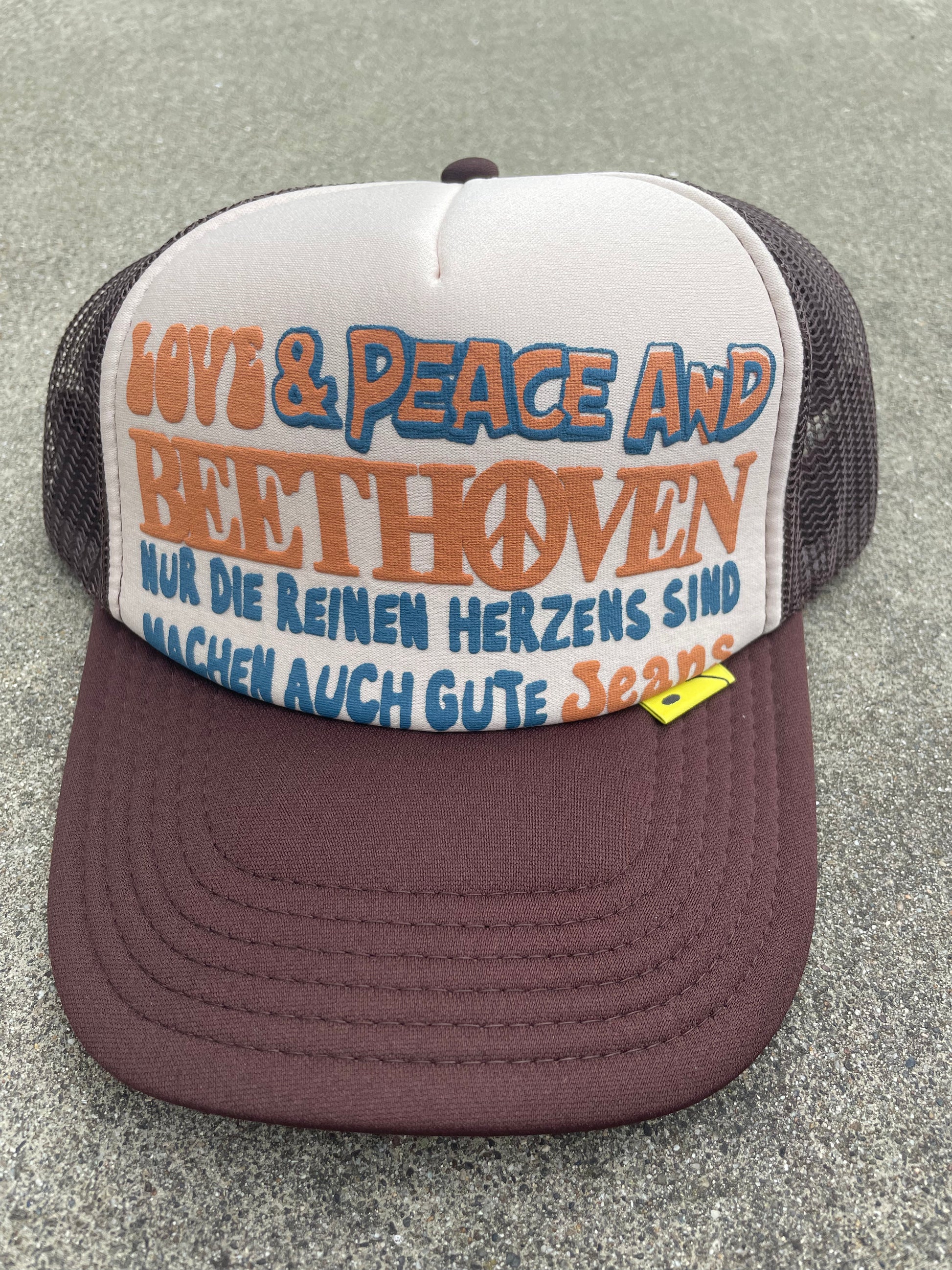 Kapital Kountry Love and Peace and Beethoven Brown Trucker Hat