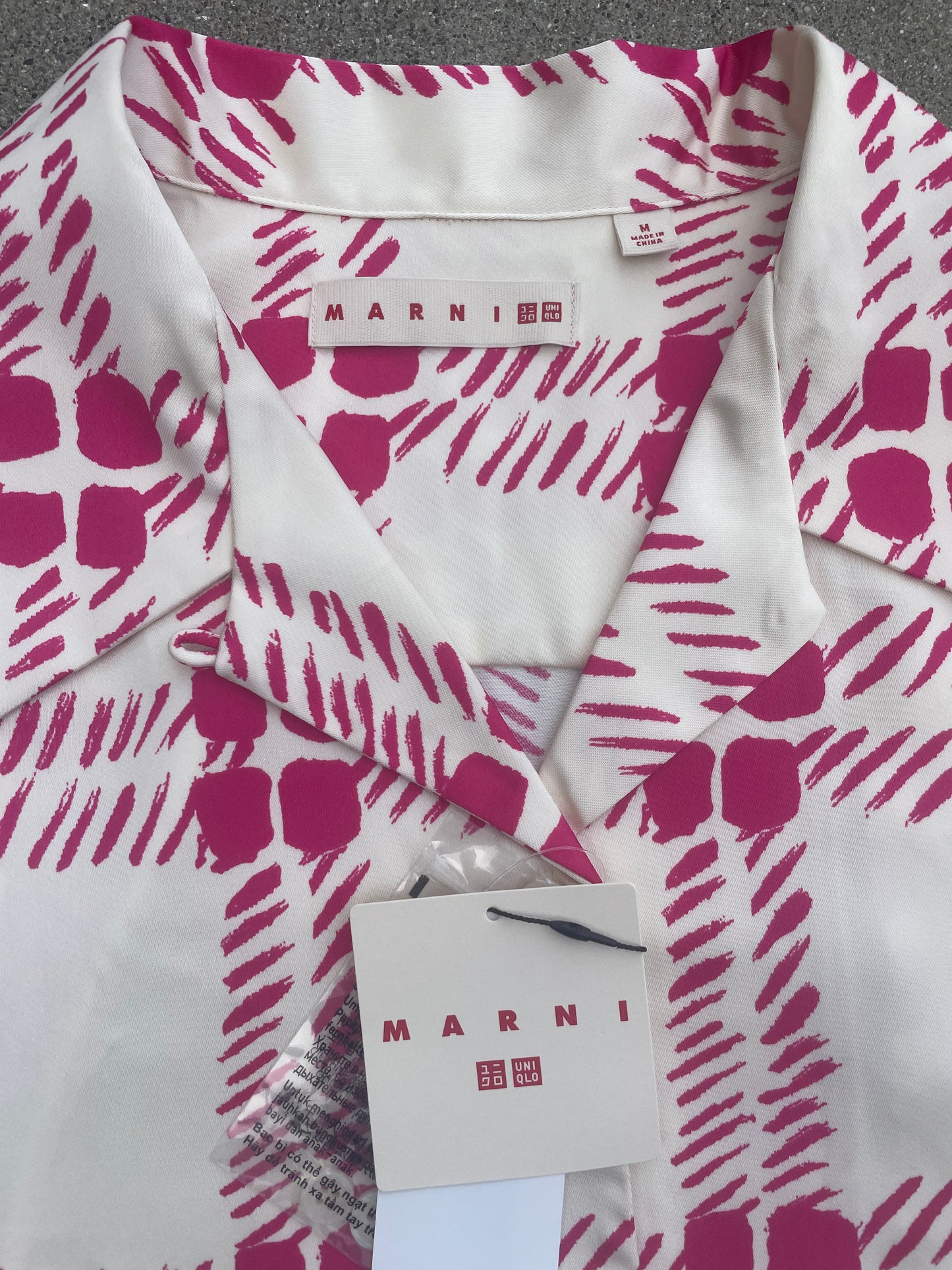 Marni Uniqlo Silky Satin Open Collar Pink Shirt